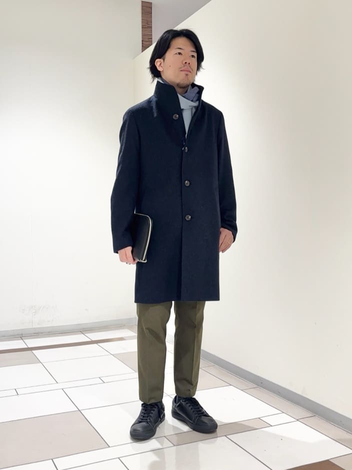 及川さんの「TAKEO KIKUCHI｜【ウールカシミヤブレンド】ビーバー調 スタンドカラー コート」を使ったコーディネート