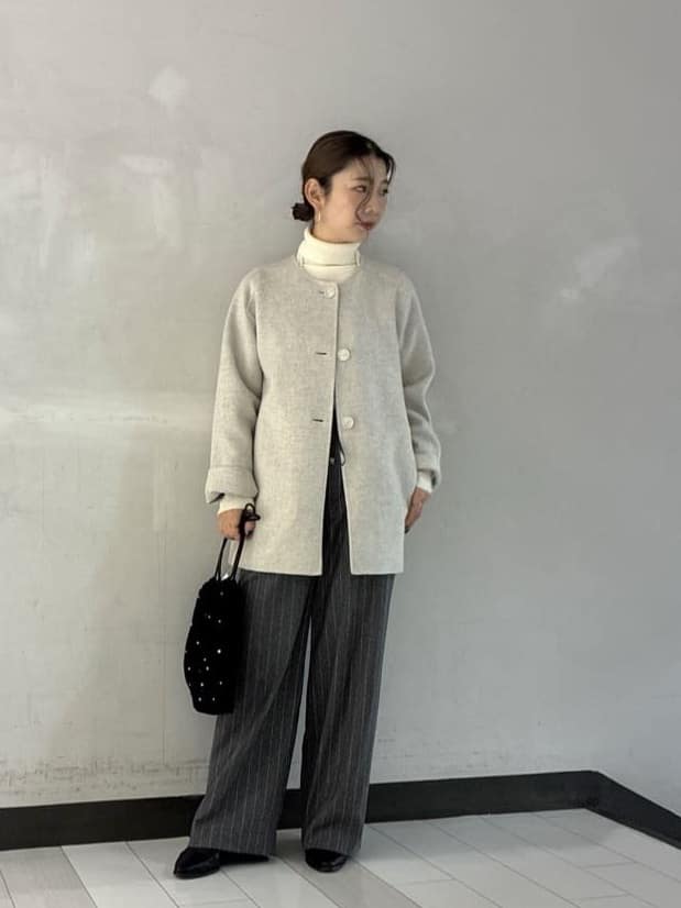 Rinさんの「UNTITLED｜【洗える/アンサンブル可能/ウール100%】リブタートルネックウールニット」を使ったコーディネート