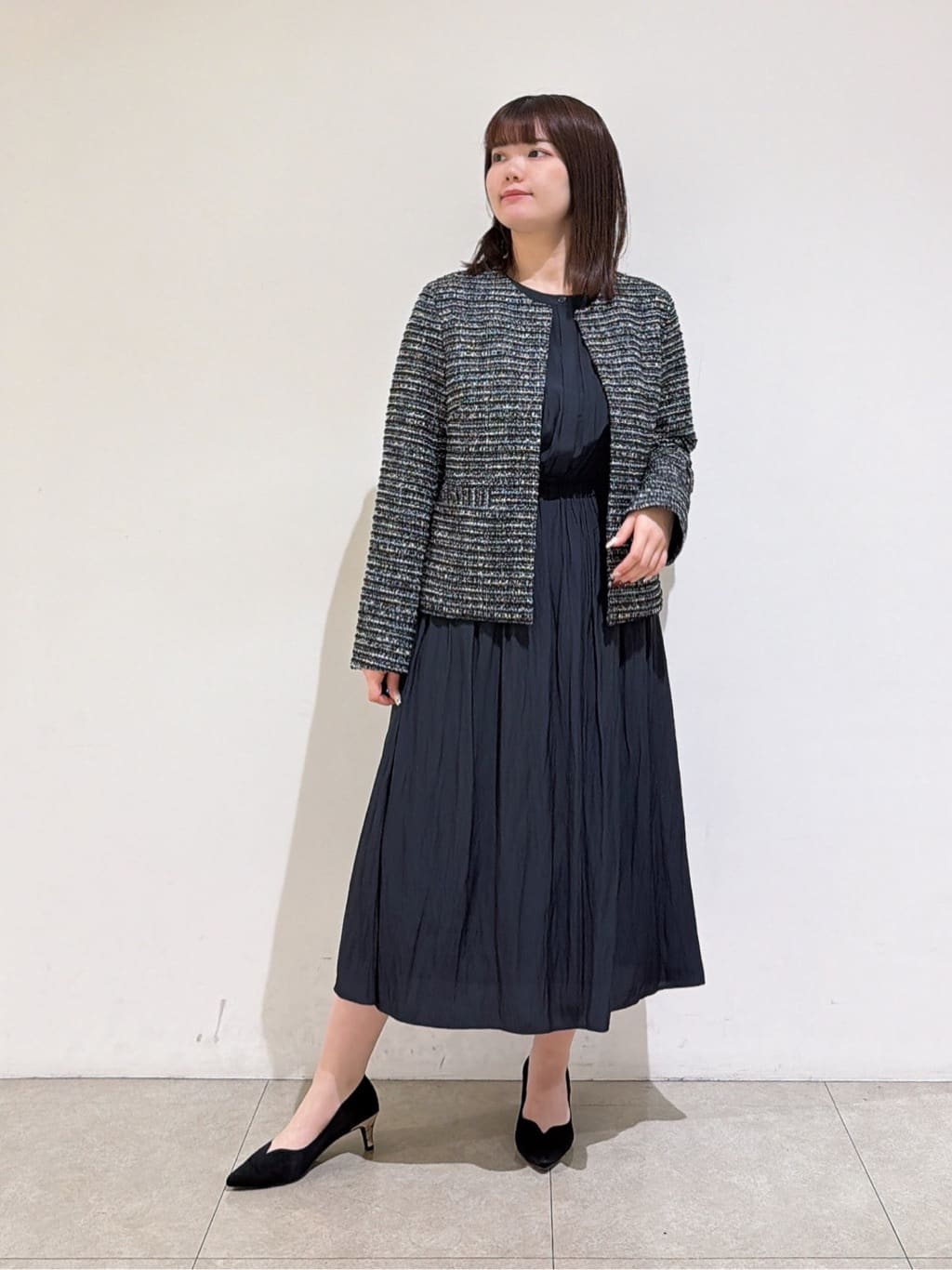emikaさんの「INDIVI｜【セレモニー／洗える】ミックスツイードライトジャケット」を使ったコーディネート