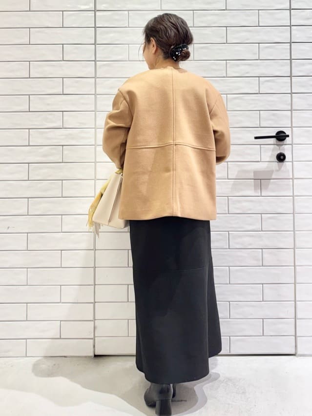 yさんの「OPAQUE.CLIP｜ウールライクメルトンノーカラーコート【洗濯機洗い可】」を使ったコーディネート