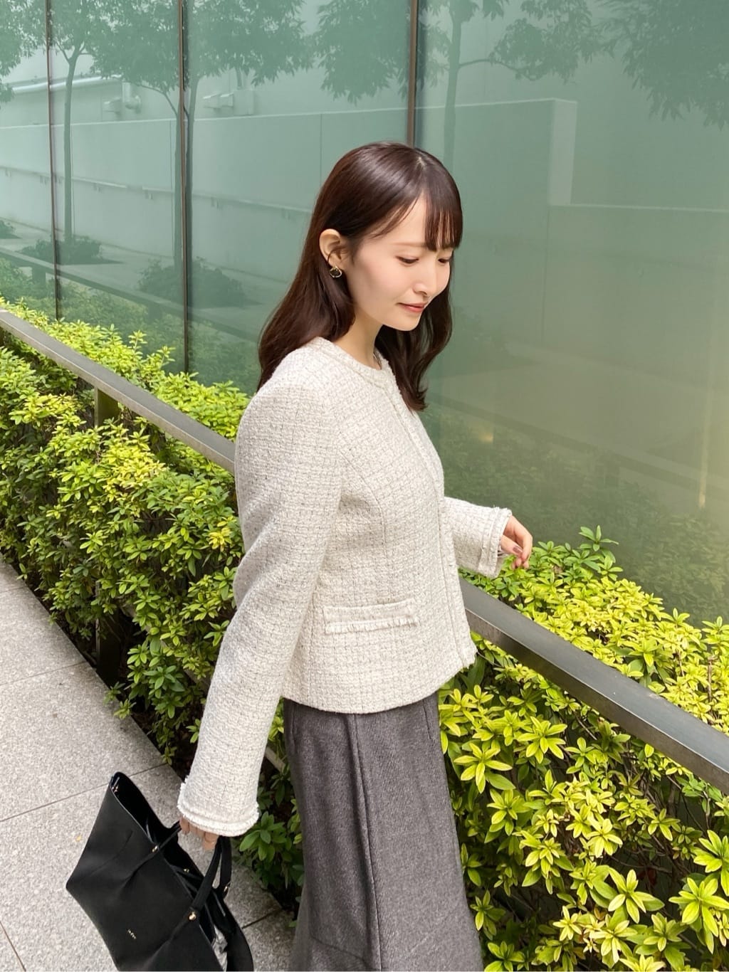 みさかさんの「index｜《通勤／セットアップ対応》ノーカラーツイードジャケット【洗濯機OK】」を使ったコーディネート