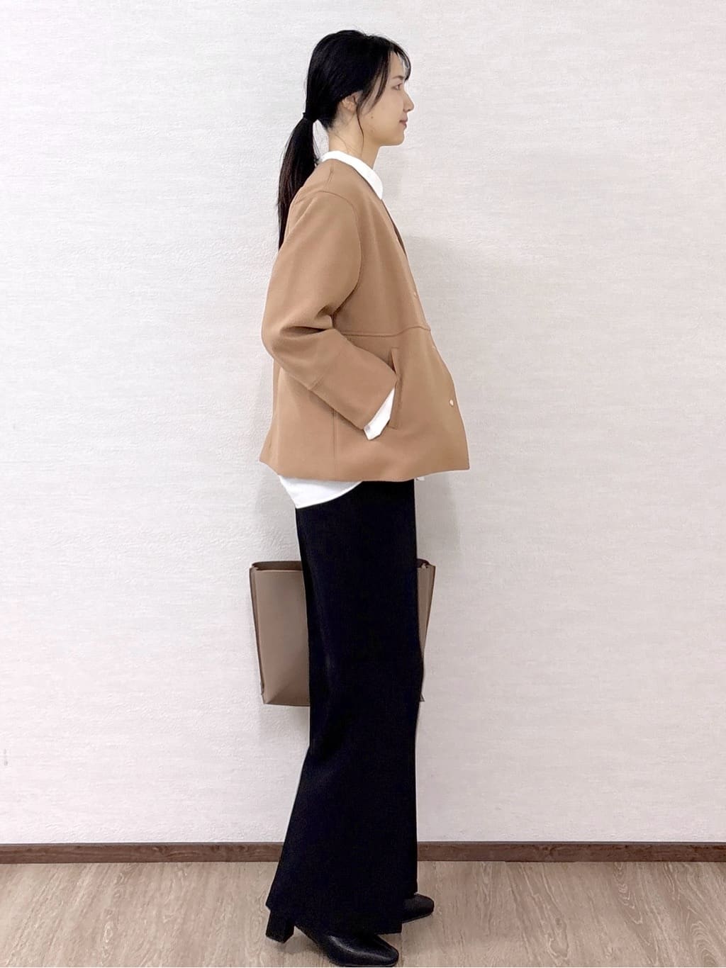 sachikoさんの「OPAQUE.CLIP｜ウールライクメルトンノーカラーコート【洗濯機洗い可】」を使ったコーディネート