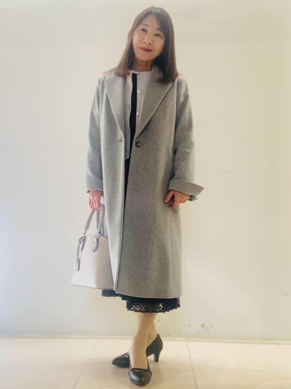 kurodaさんの「Reflect｜【SS-4Lサイズ】シフォン&times;幾何柄レースプリーツワンピース」を使ったコーディネート