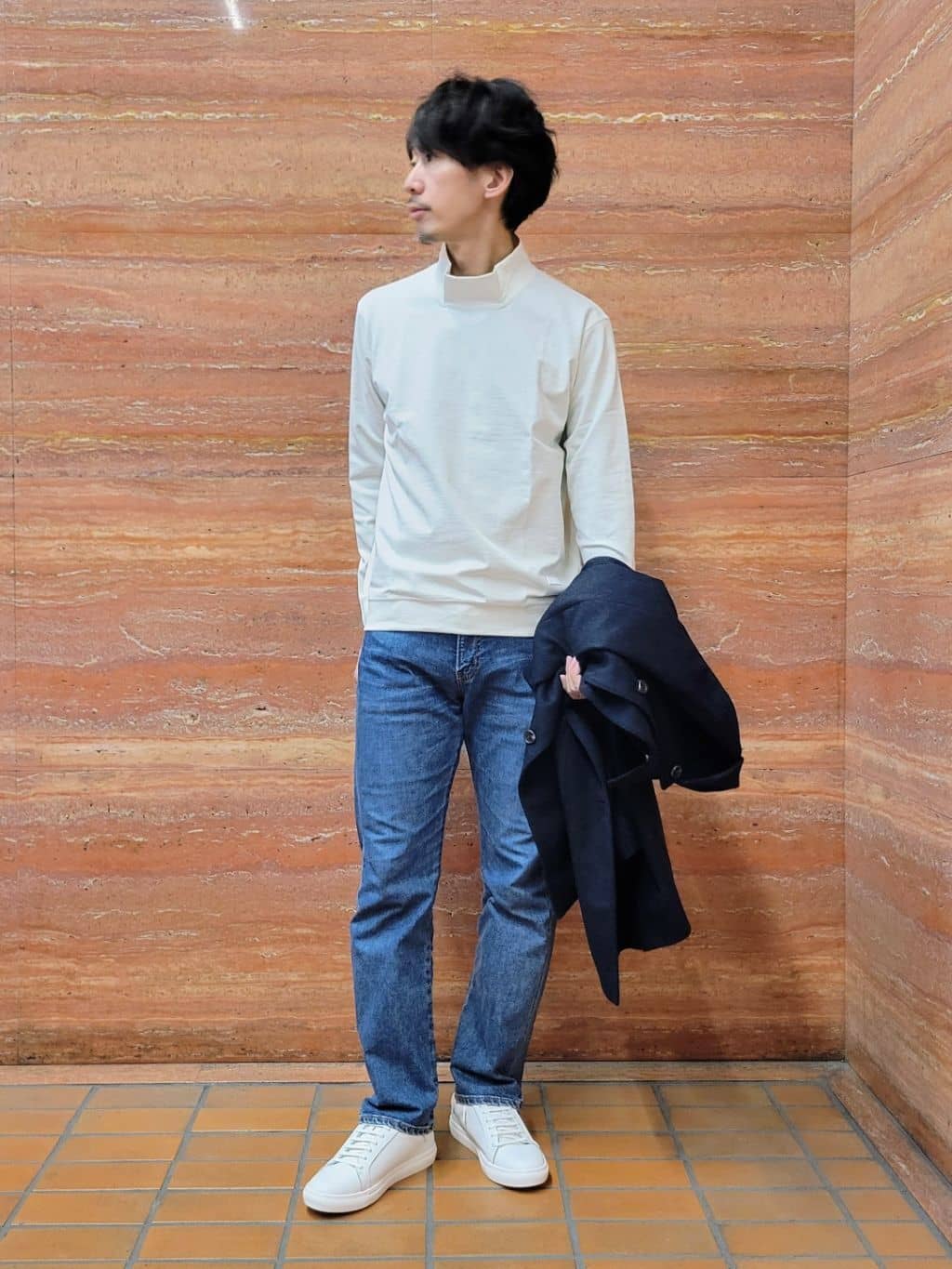 piroyaさんの「TAKEO KIKUCHI｜カシミヤブレンド ビーバー調ステンカラーコート」を使ったコーディネート