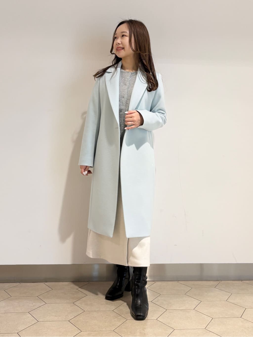 kahoさんの「INDIVI｜【洗える】ラメニットカーディガン」を使ったコーディネート