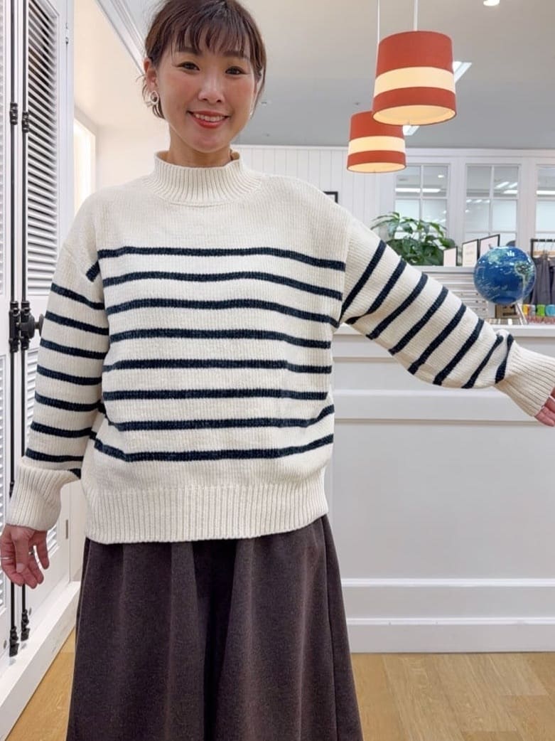 Osawaさんの「Dessin｜【洗える】ハイネックベロアモールニット」を使ったコーディネート