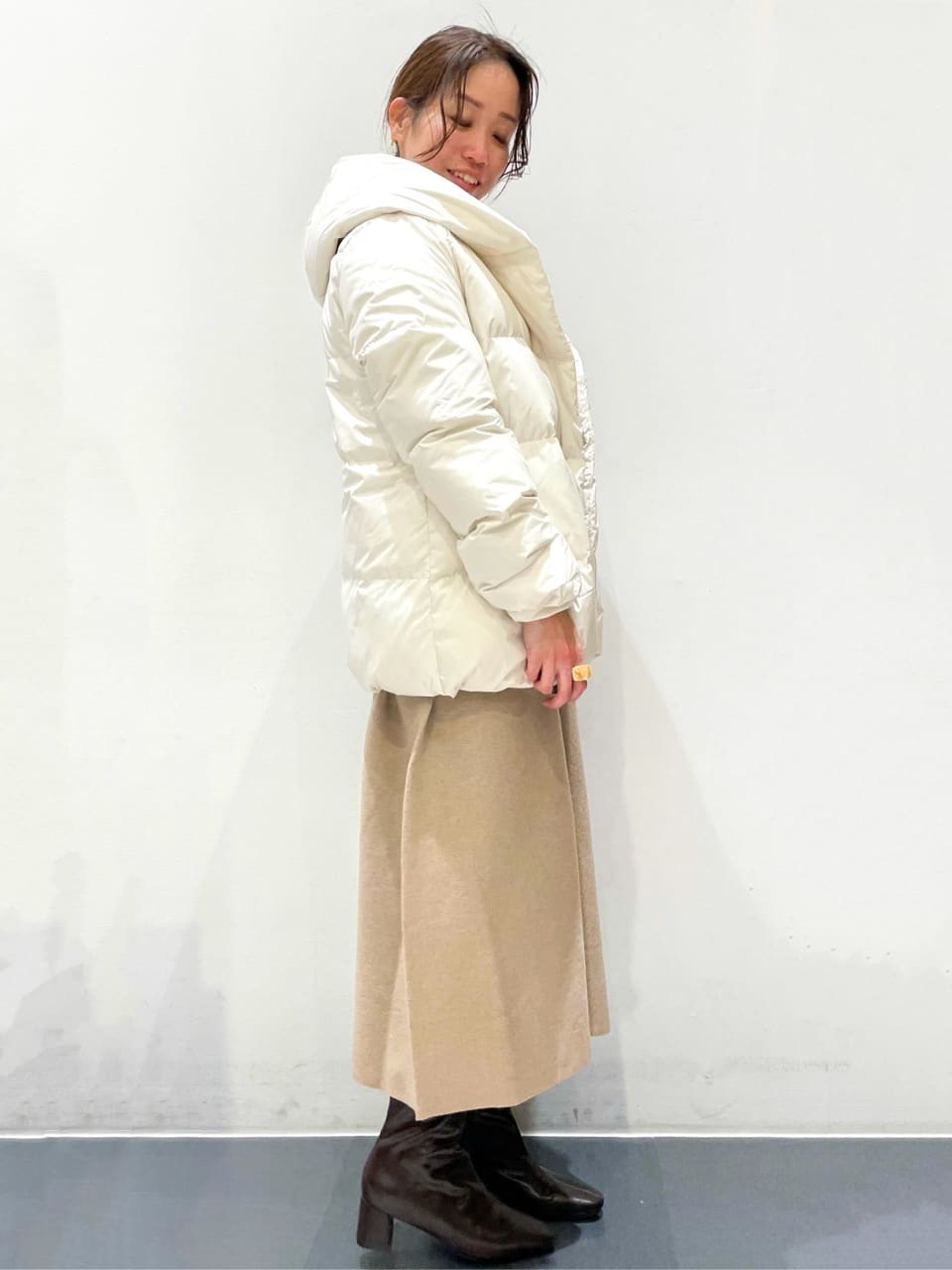ともも。さんの「OPAQUE.CLIP｜サイド編地切替ニットトップス／セットアップ対応【洗濯機OK】」を使ったコーディネート