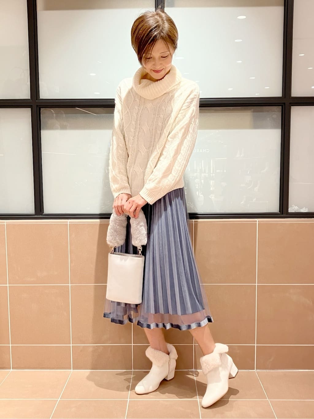 Ｋさんの「ESPERANZA｜折り返しフェイクファー2WAYショートブーツ」を使ったコーディネート