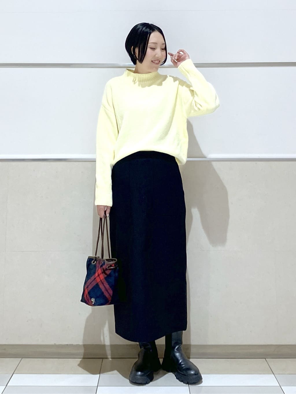 eriko さんの「Dessin｜【洗える】ハイネックベロアモールニット」を使ったコーディネート