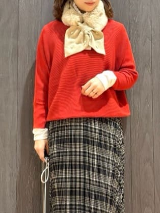 meiさんの「SHOO･LA･RUE｜【洗える/毛玉になりにくい/UV】 ガータードルマン 7分袖ニット」を使ったコーディネート