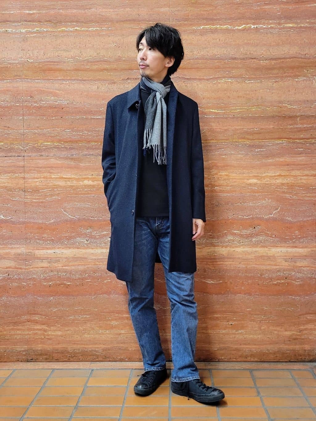 piroyaさんの「TAKEO KIKUCHI｜カシミヤブレンド ビーバー調ステンカラーコート」を使ったコーディネート