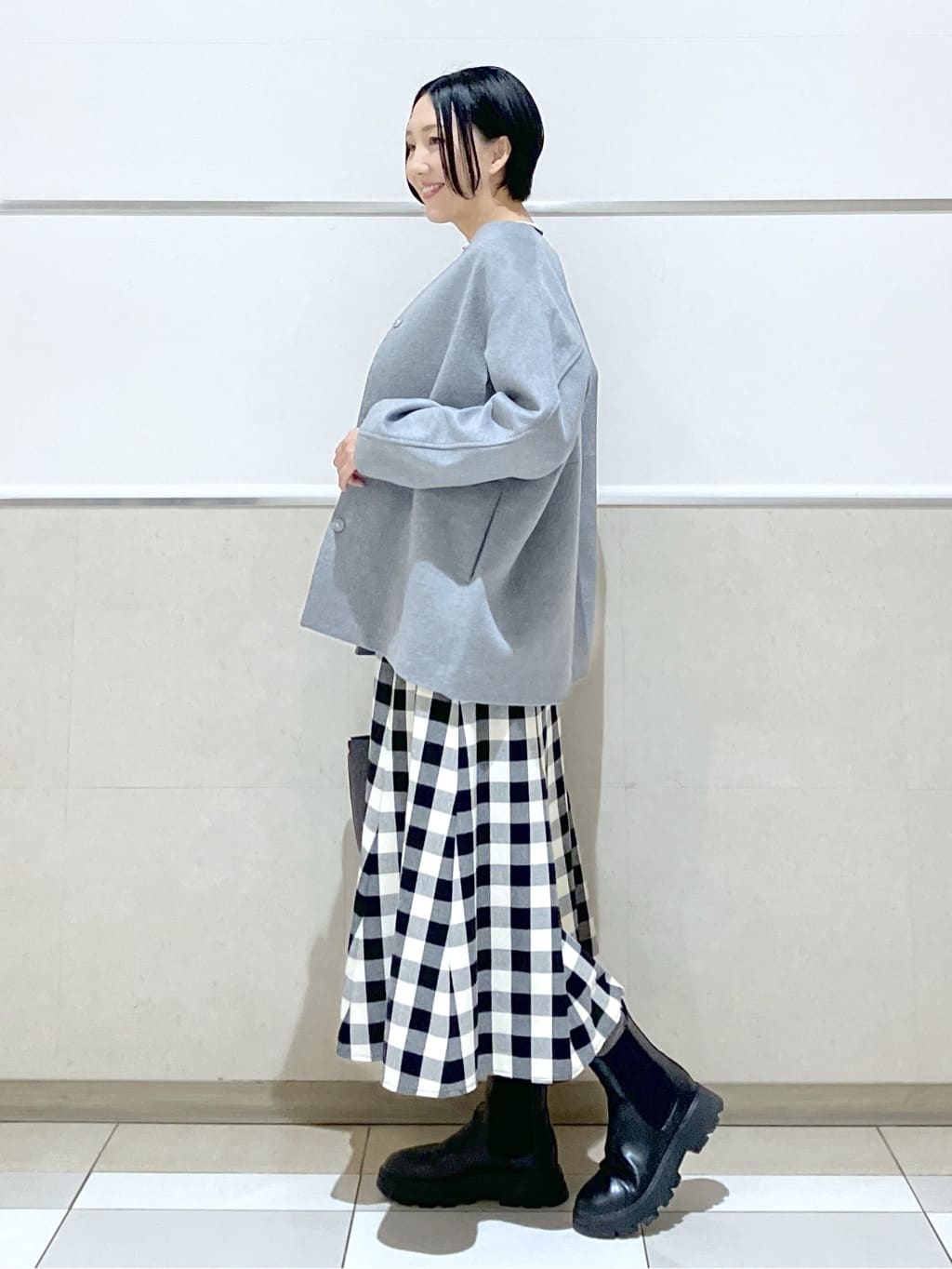 eriko さんの「Dessin｜ウール混クルーネックコート」を使ったコーディネート