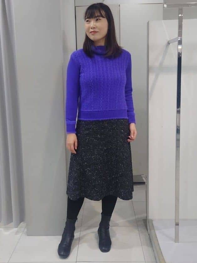 AZUSAさんの「Reflect｜【ほんのりラメ感◎】ふわふわフェザーヤーンハイネックニット」を使ったコーディネート