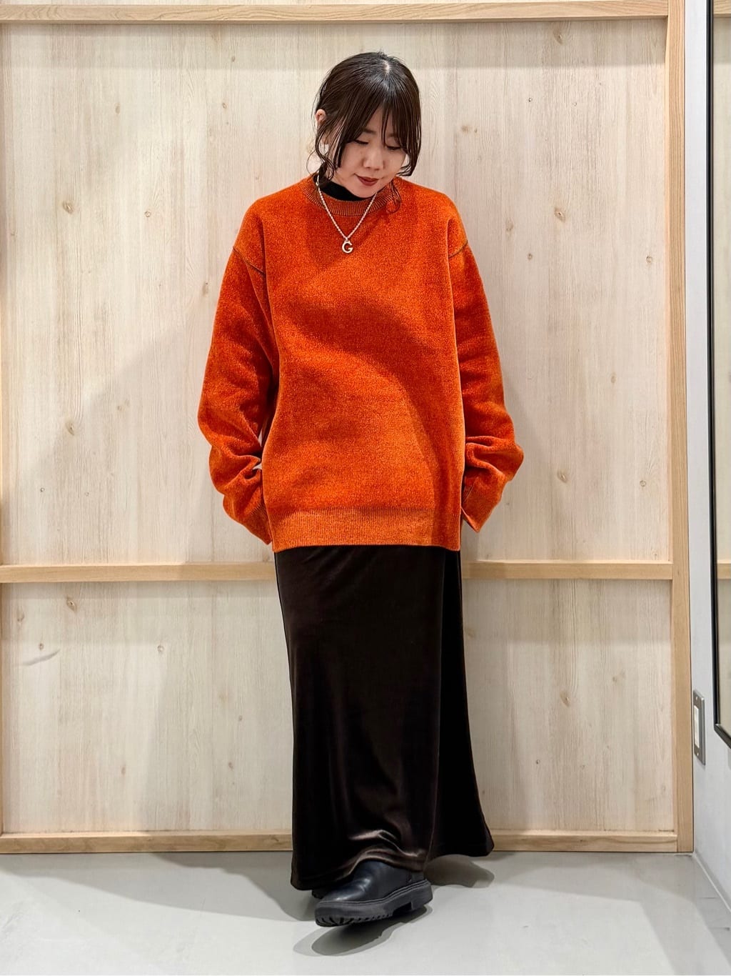 nanaさんの「THE SHOP TK｜【包み込まれるような柔らかさ】配色モールニット 洗濯機OK」を使ったコーディネート