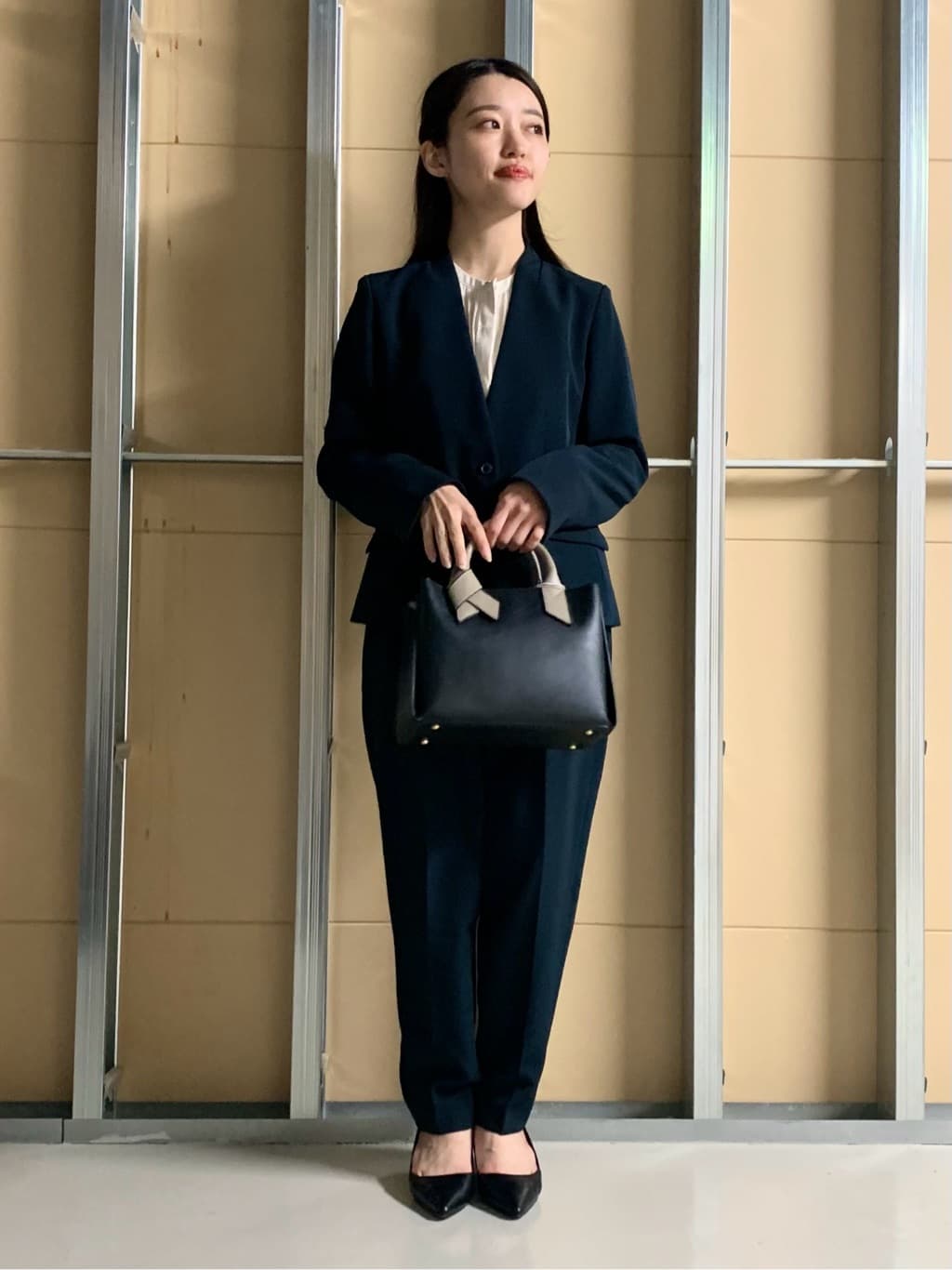 sahoさんの「THE SHOP TK｜【通勤スタイルに】ダブルクロス ノーカラージャケット/セットアップ可」を使ったコーディネート
