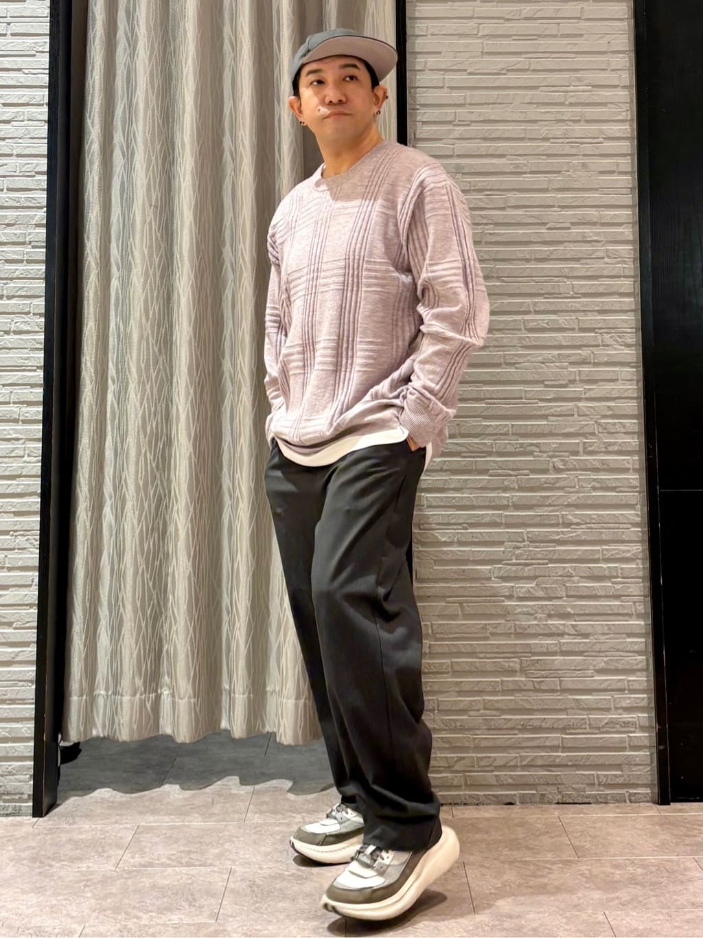 Pーyamaさんの「THE SHOP TK｜【優しい肌触り】カシミヤタッチ チェックニット　洗濯機OK」を使ったコーディネート