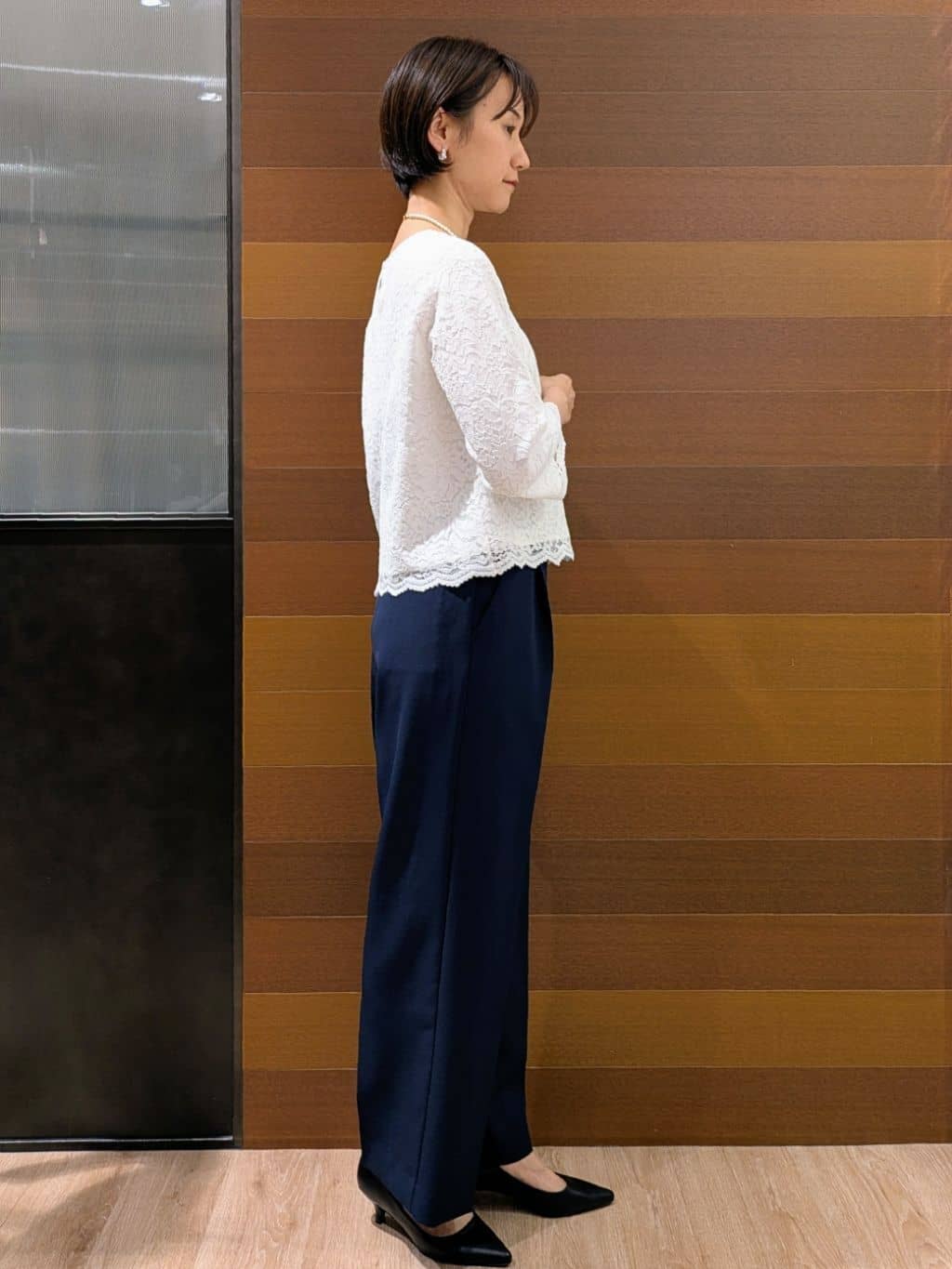 miuraさんの「OPAQUE.CLIP｜《通勤対応》レースブラウス【洗濯機OK】」を使ったコーディネート