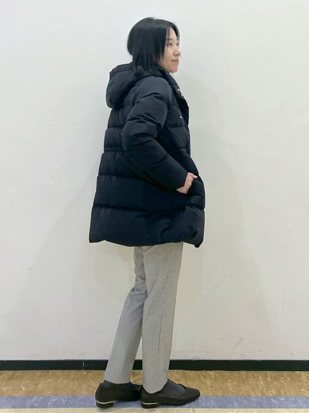 su.さんの「index｜KAWADAダウンドロストミドルコート【撥水／洗濯機OK／2WAY／静電気防止裏地】《XS～3L》」を使ったコーディネート