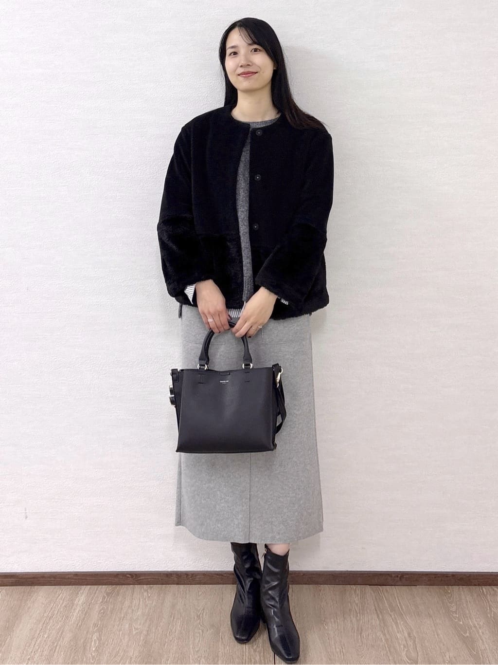 sachikoさんの「OPAQUE.CLIP｜フェイクボア切替ショートコート」を使ったコーディネート