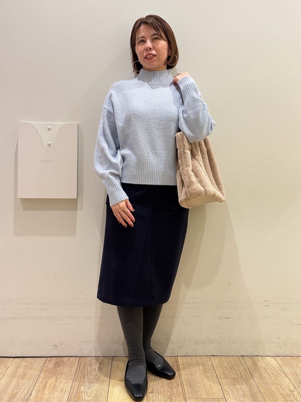 YUKOさんの「index｜選べる2丈 ハイネックカラーミックスラメニット【洗濯機OK】」を使ったコーディネート
