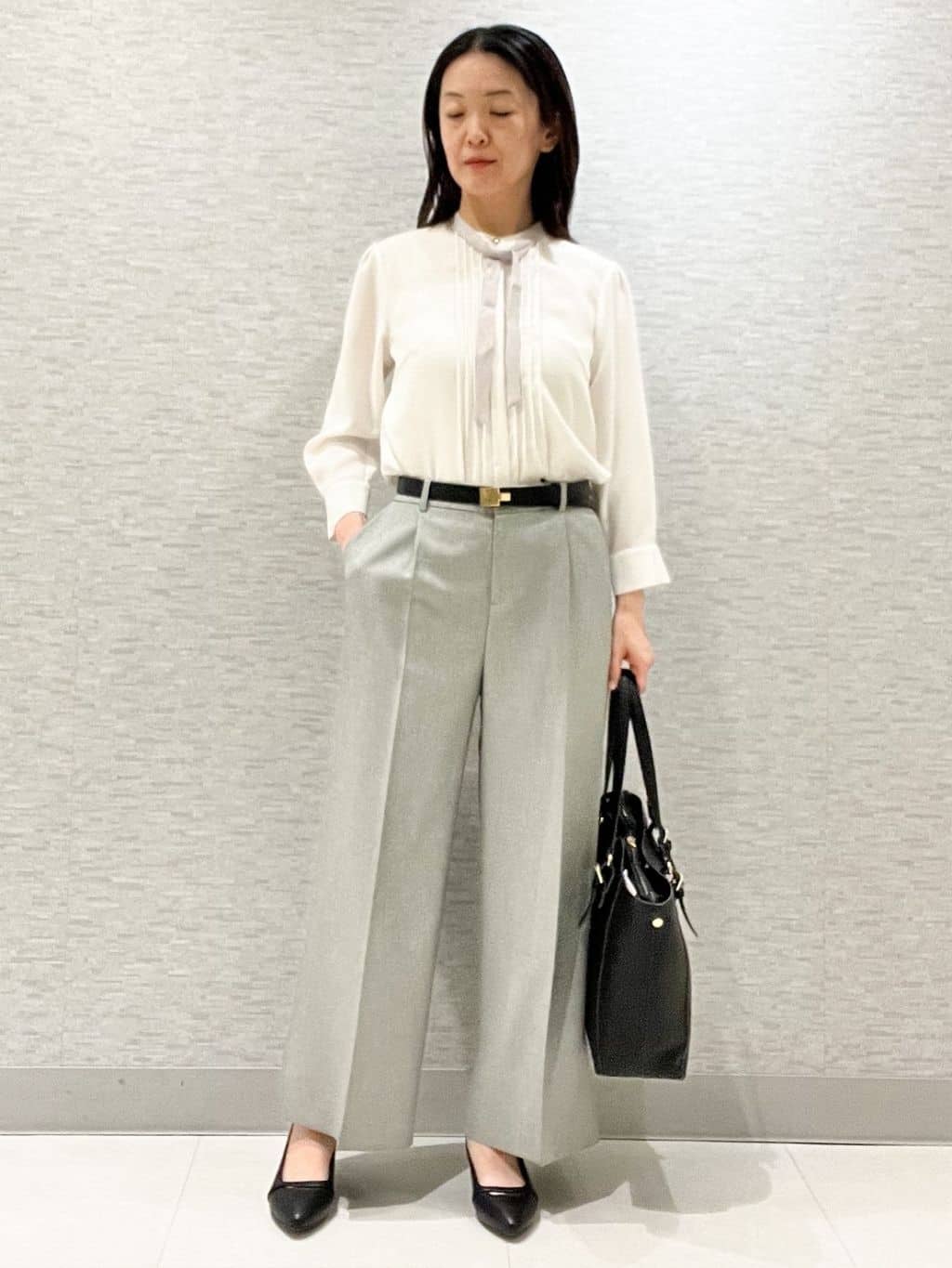 marikoさんの「Reflect｜【単品使いOK◎／セットアップ可】リラクシーメランジワイドパンツ」を使ったコーディネート