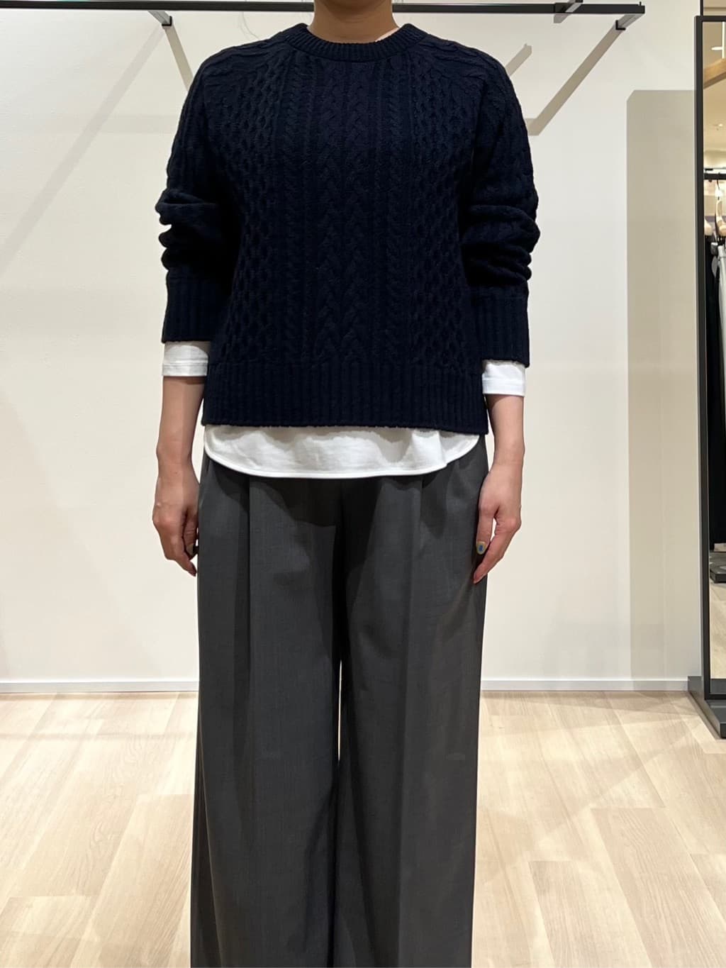 TOMOMIさんの「UNTITLED｜【洗える】スポンディッシュ ケーブル柄ニット」を使ったコーディネート