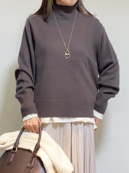 tomoさんの「UNTITLED｜【日本製／通勤／フォーマル】カシミヤ混ノーカラーコート」を使ったコーディネート