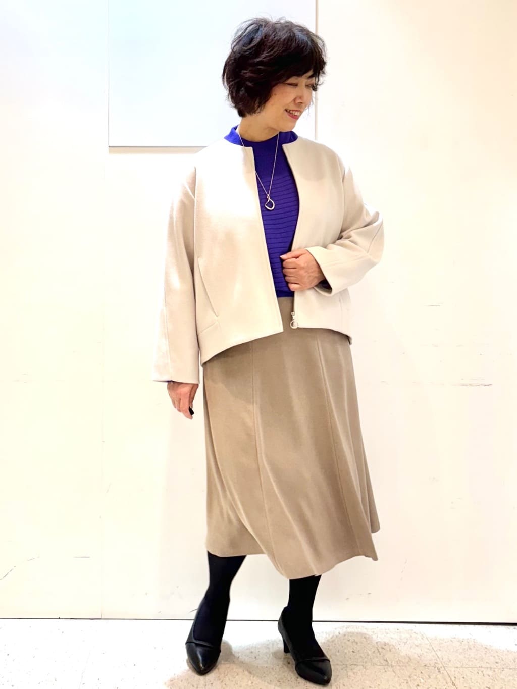 ヤスコさんの「Reflect｜【ゆったりシルエット】ジャージメルトンコクーンジャケット」を使ったコーディネート