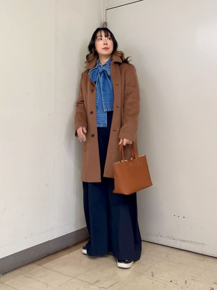 iwさんの「TAKEO KIKUCHI｜カシミヤブレンド ビーバー調ステンカラーコート」を使ったコーディネート