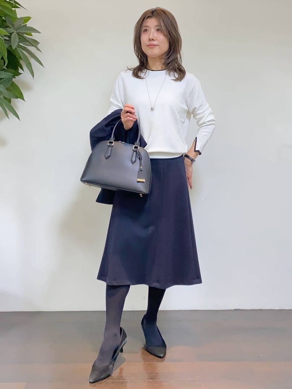 tomoさんの「UNTITLED｜【洗えるスーツ/ストレッチ】ウール混ジャージ ノーカラージャケット」を使ったコーディネート