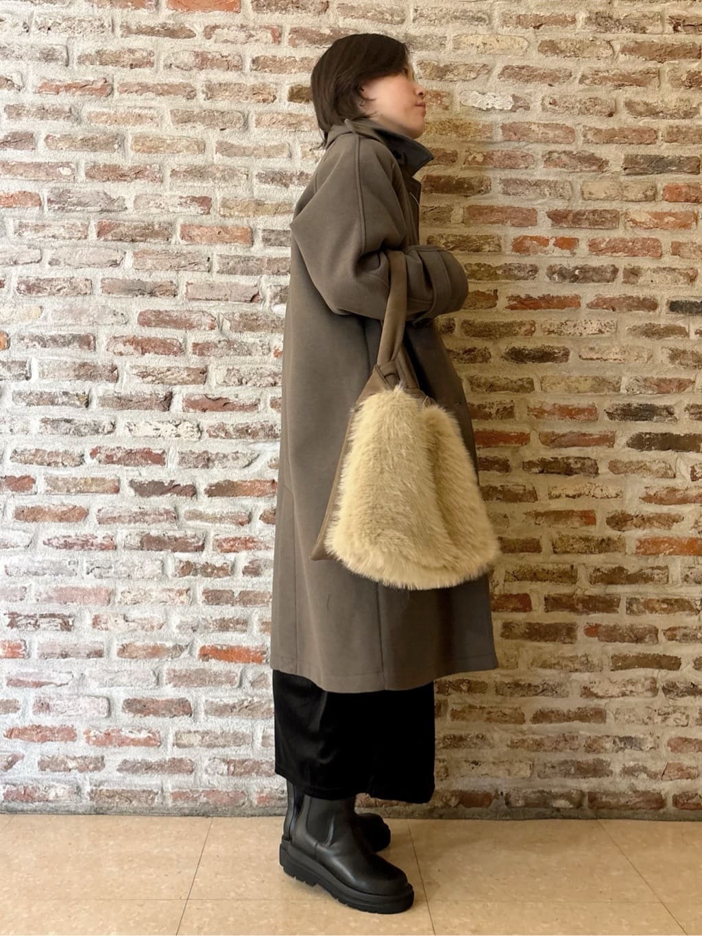 しばさんの「THE SHOP TK｜ジャージメルトンスタンドカラーコート」を使ったコーディネート