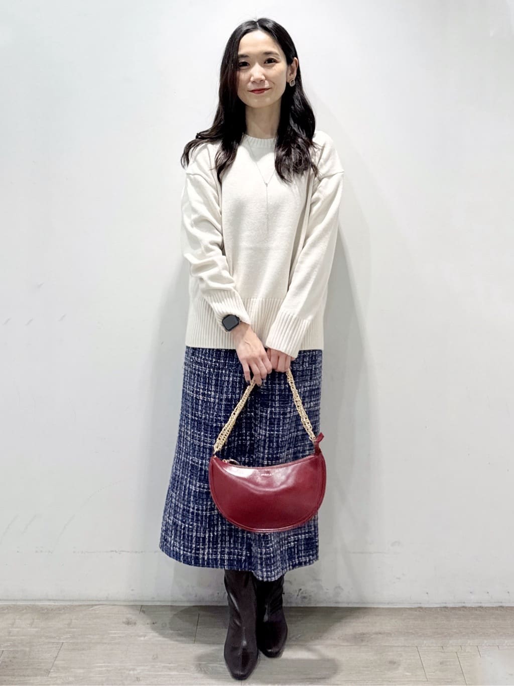 yuicciさんの「OPAQUE.CLIP｜ファンシーツイードナロースカート【洗濯機OK】」を使ったコーディネート