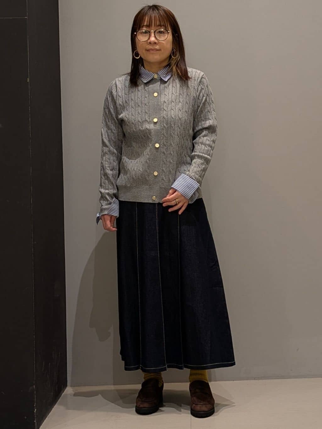 yukaさんの「THE SHOP TK｜クラシカルな装い ウールライクスタンドカラーコート」を使ったコーディネート