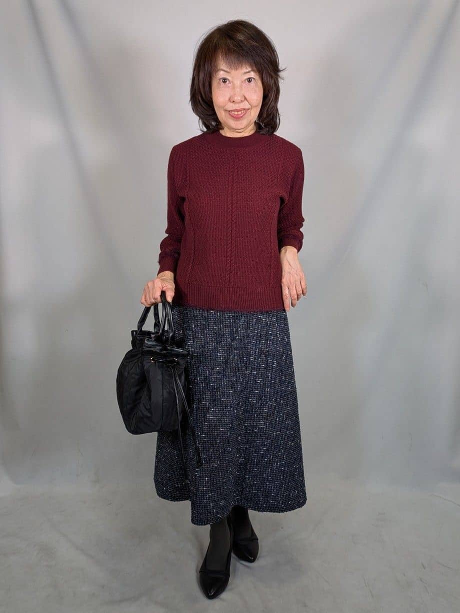 k.kazunoさんの「Reflect｜【ほんのりラメ感◎】ケーブル柄ニット」を使ったコーディネート