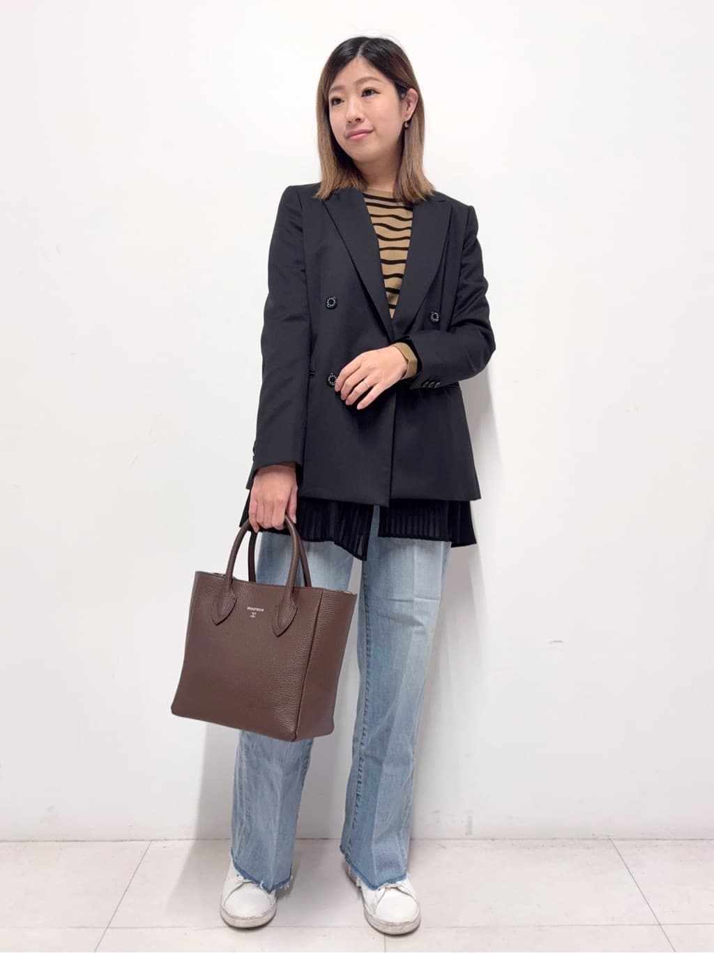 Nishijimaさんの「DRESSTERIOR｜◆ストレッチフルニードルボーダーニット」を使ったコーディネート