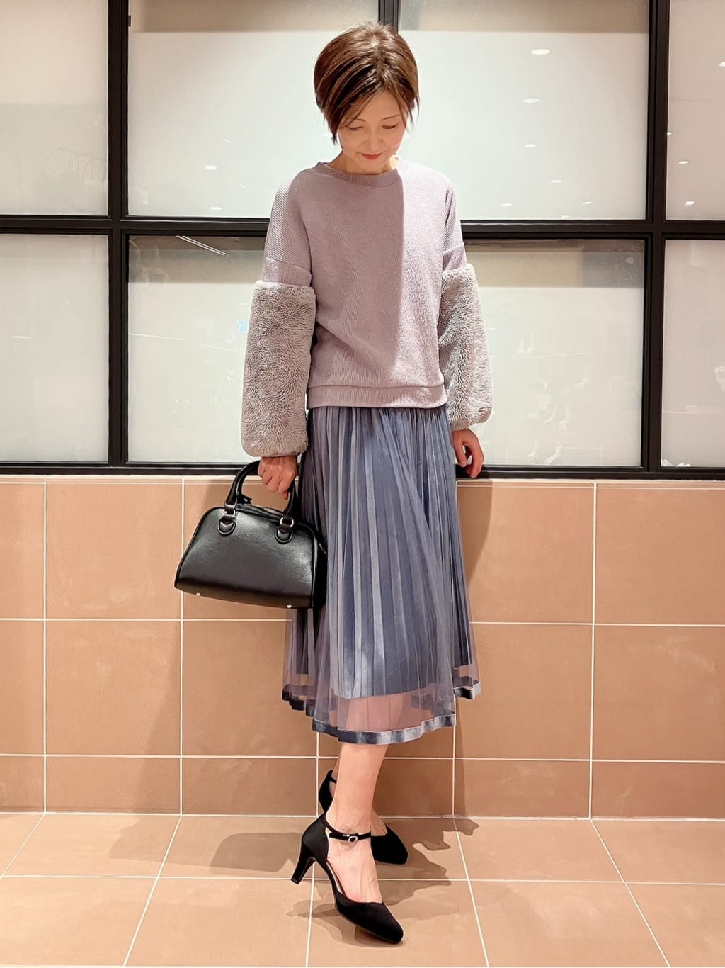 Ｋさんの「ESPERANZA｜シボフェイクレザー2WAYボストンバッグ」を使ったコーディネート