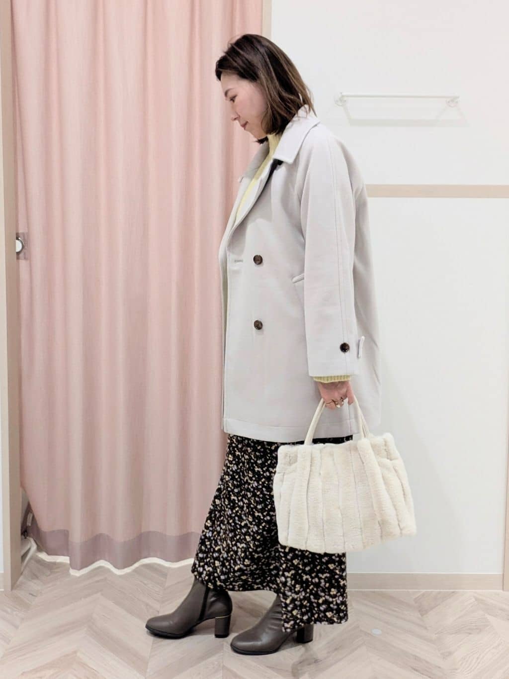 miyuさんの「SHOO･LA･RUE｜【2WAY】こなれきれい ウール調コクーンコート」を使ったコーディネート