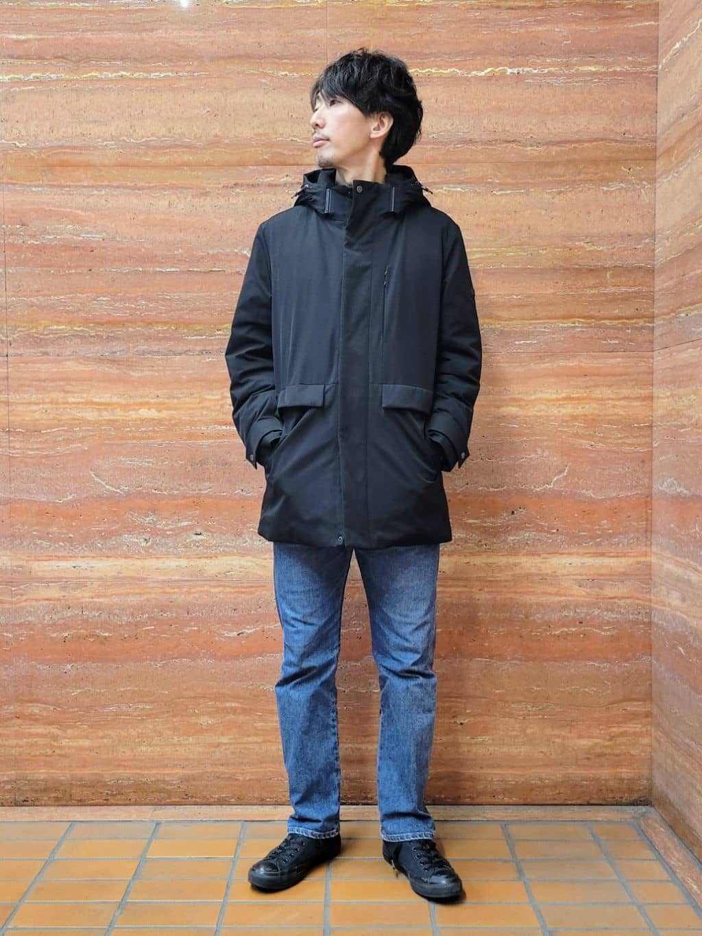 piroyaさんの「TAKEO KIKUCHI｜【None Of Stress】ストレッチ ダウンブルゾン」を使ったコーディネート