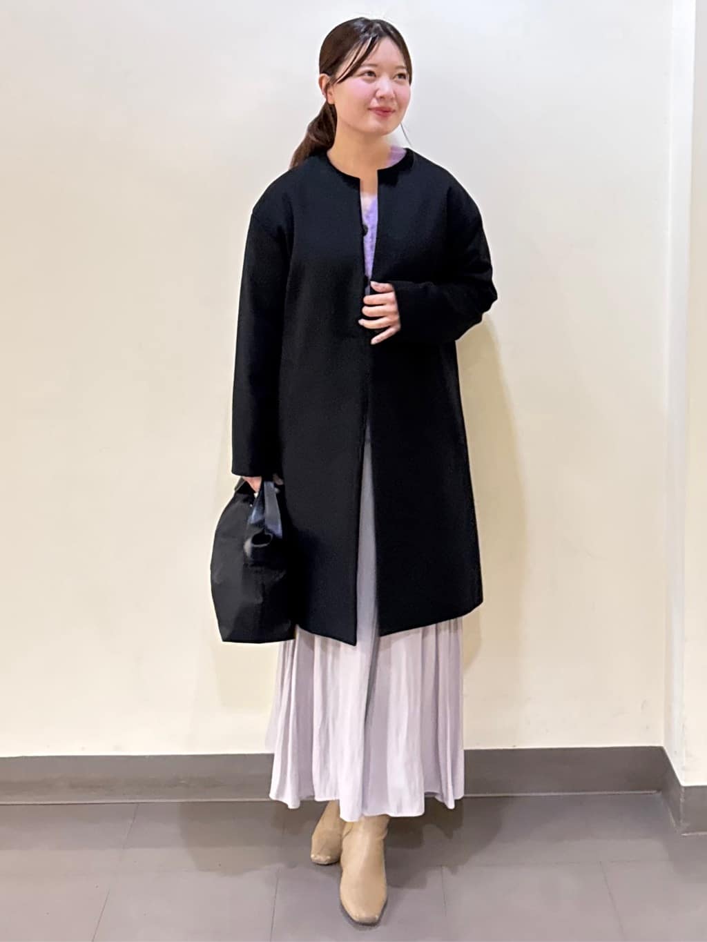 いくみさんの「UNTITLED｜【日本製／通勤／フォーマル】カシミヤ混ノーカラーコート」を使ったコーディネート