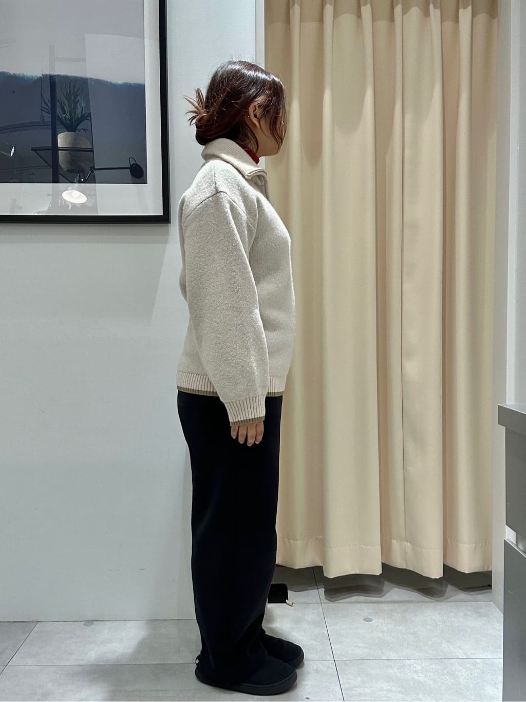 しえみさんの「THE SHOP TK｜【洗える】ほど良くラフで女性らしい ハーフZIPニット」を使ったコーディネート