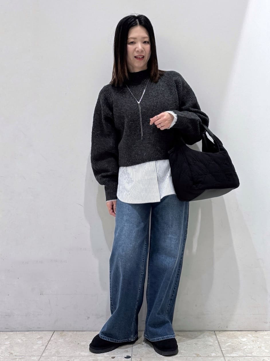 mameさんの「OPAQUE.CLIP｜MIXミドルゲージショートあぜニット【洗濯機OK】」を使ったコーディネート