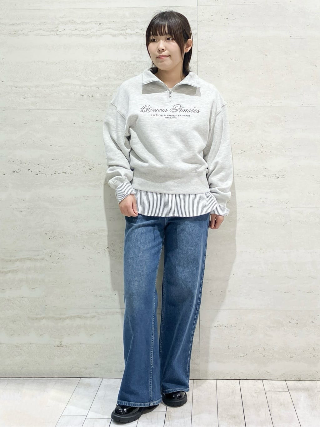 FUKAさんの「OPAQUE.CLIP｜ハーフZIPロゴ刺繍裏毛【洗濯機OK】」を使ったコーディネート