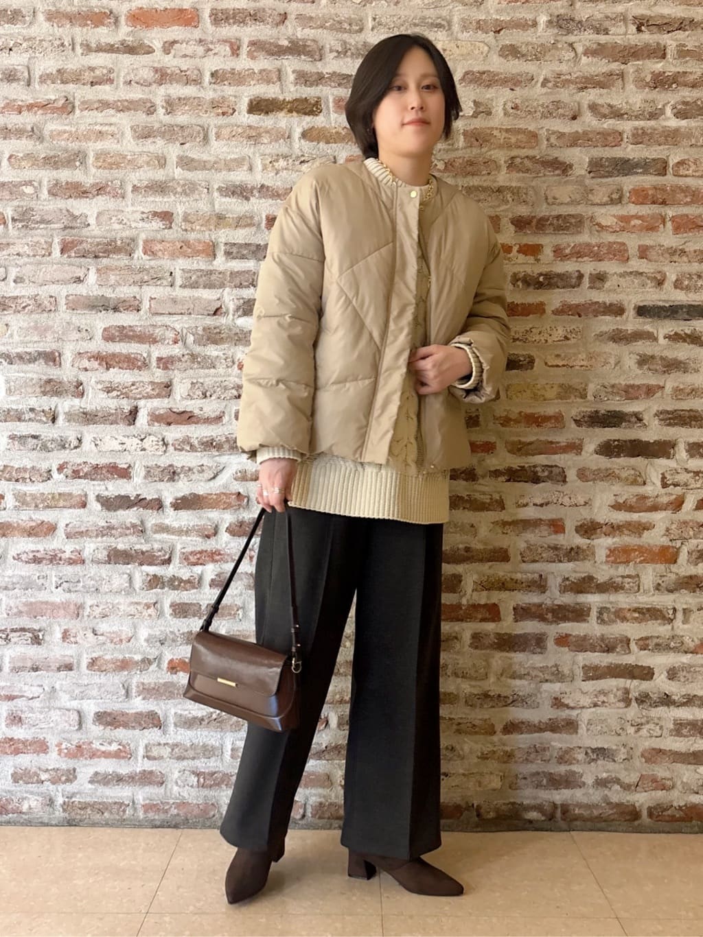 しばさんの「THE SHOP TK｜きれいめにもカジュアルにも ノーカラーキルトジャケット」を使ったコーディネート