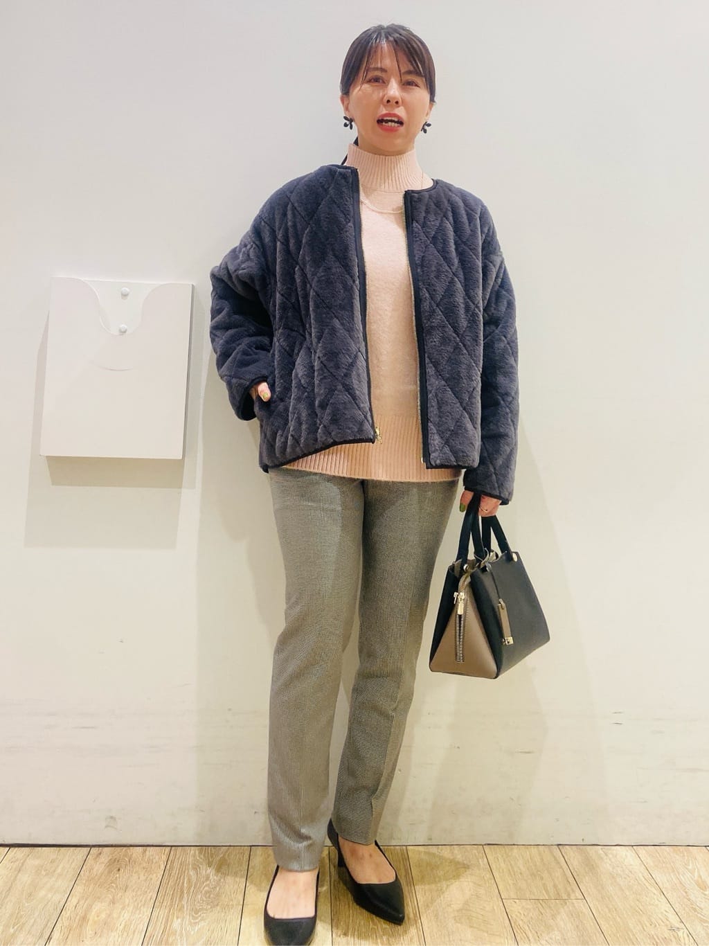 YUKOさんの「index｜選べる2丈 ハイネックカラーミックスラメニット【洗濯機OK】」を使ったコーディネート