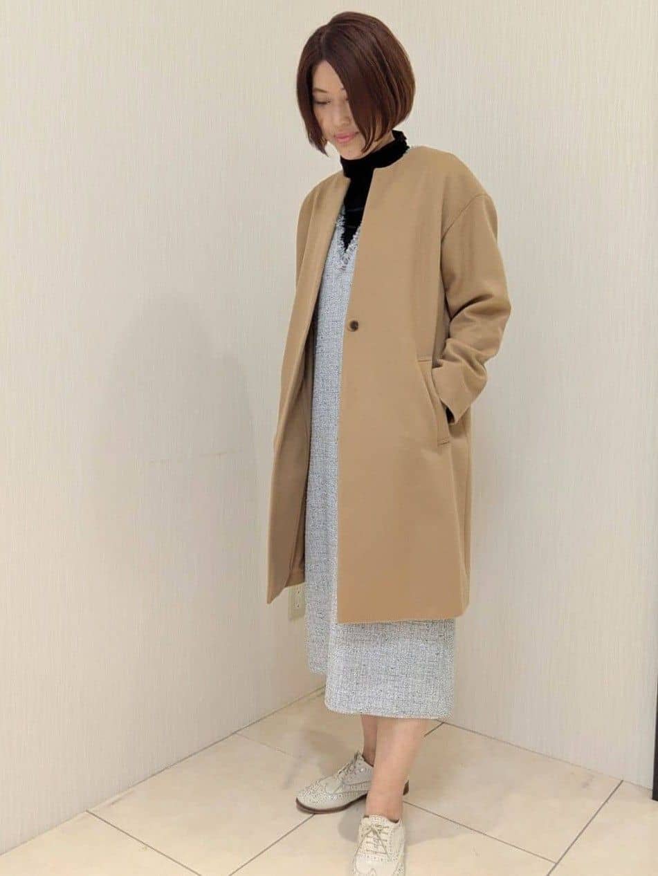 u-macoさんの「UNTITLED｜【洗える/細見え】ツイード ジャンパースカート」を使ったコーディネート