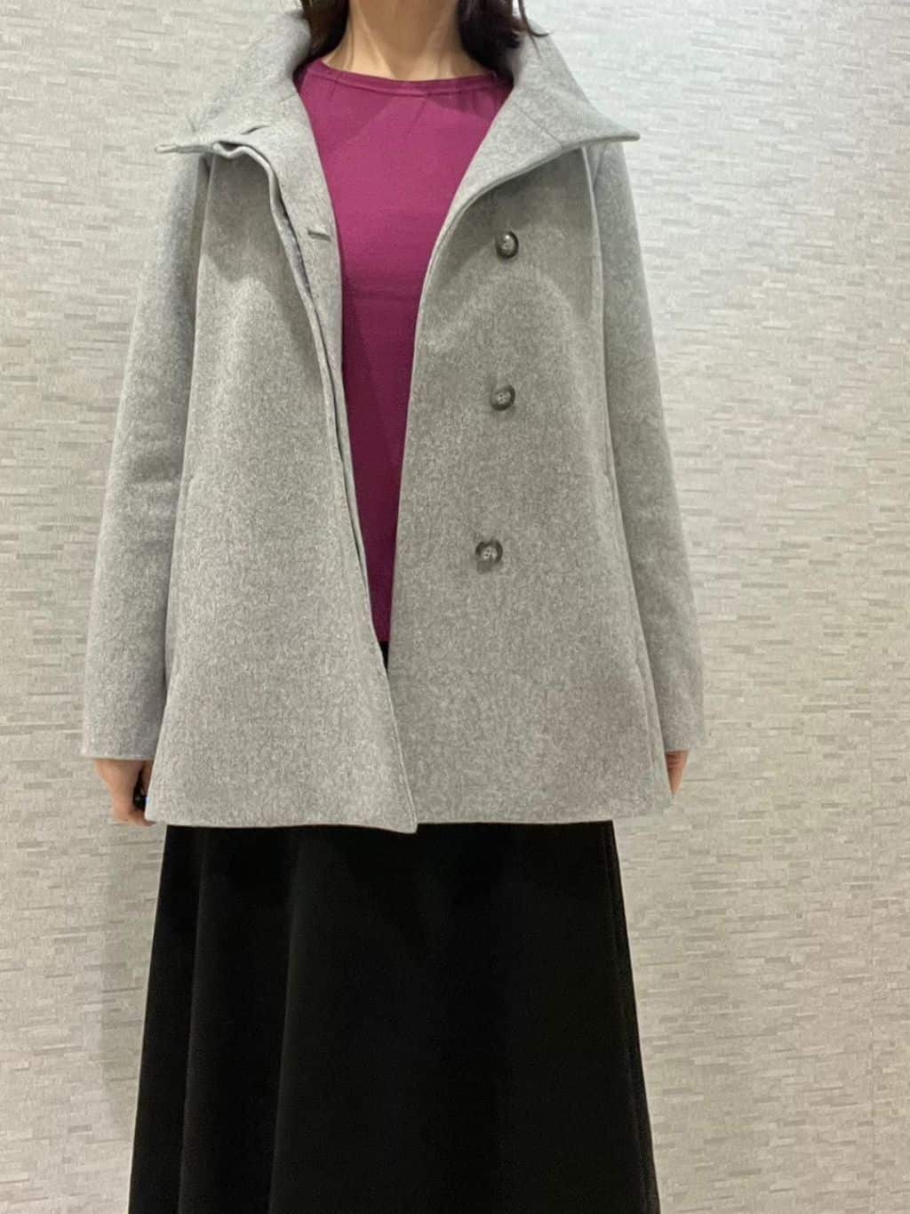 marikoさんの「Reflect｜【SS-4Lサイズ／衿が顔に当たらない◎】スタンドネックミドルコート」を使ったコーディネート