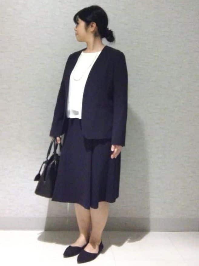 sakoさんの「Reflect｜【SS-4Lサイズ／通勤／セットアップ可】ノーカラージャケット」を使ったコーディネート
