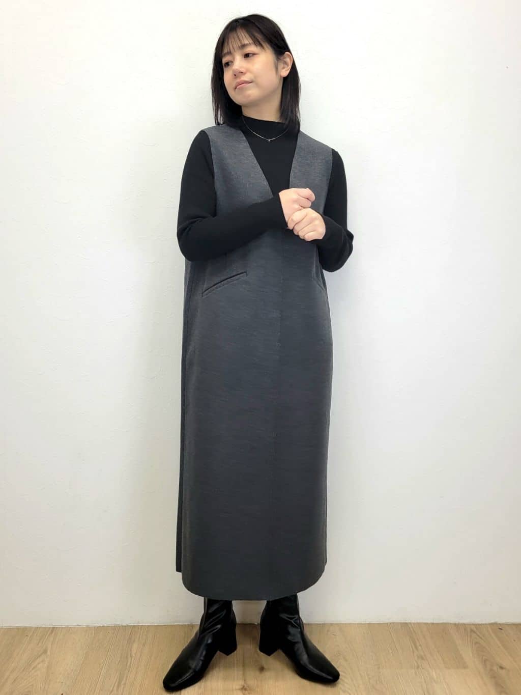 LISAさんの「OPAQUE.CLIP｜ハイネックリブニット【洗濯機OK】」を使ったコーディネート