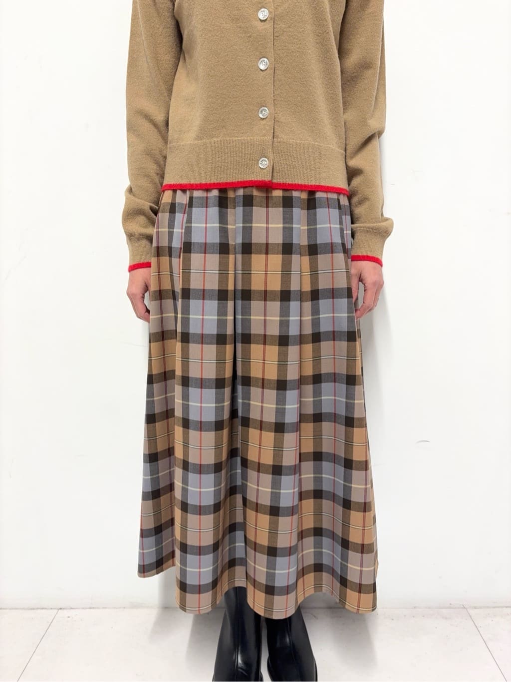 Nishijimaさんの「DRESSTERIOR｜◆チェックタックソフトプリーツスカート」を使ったコーディネート
