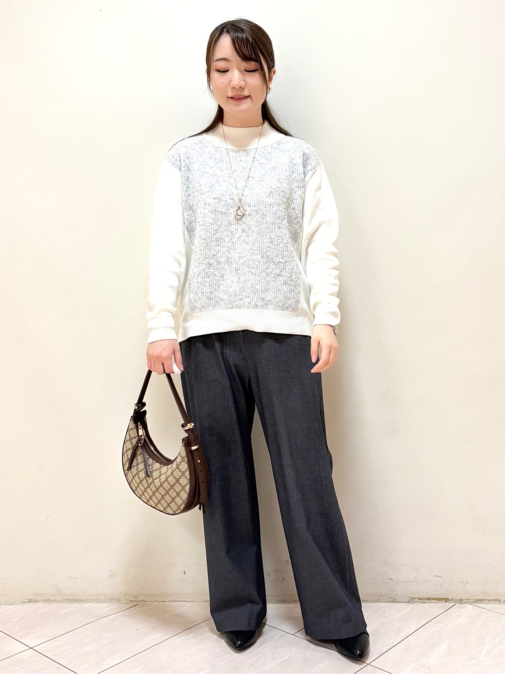 mikiさんの「Reflect｜アーガイル柄ハイネックニット」を使ったコーディネート